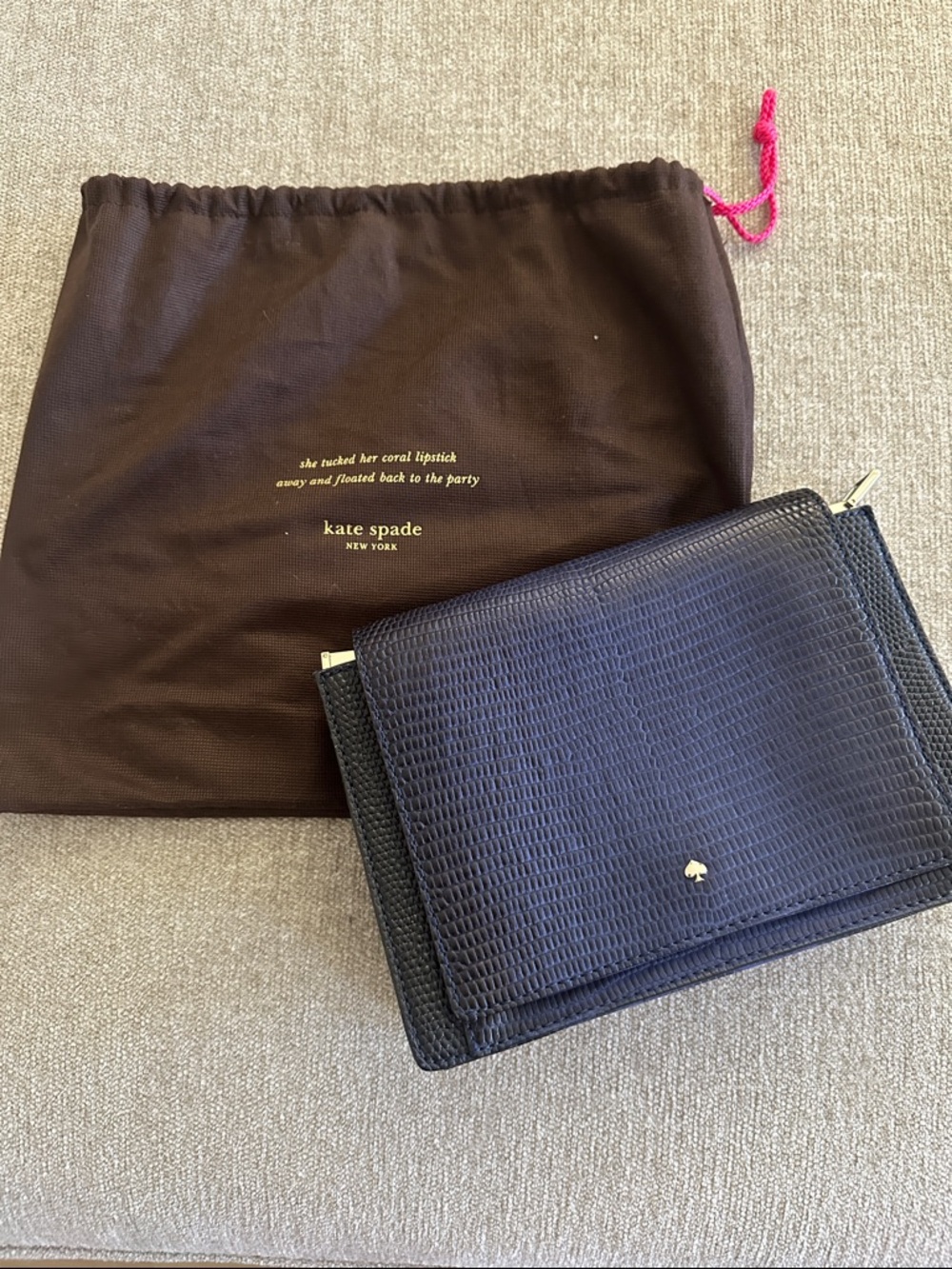 Madison Ave x Kate Spade Textured Leather Snakeskin detail crossbody purse